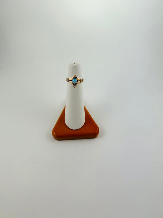 Rose Gold Vintage Opal Ring/Diamond Accent Size 5 3/4