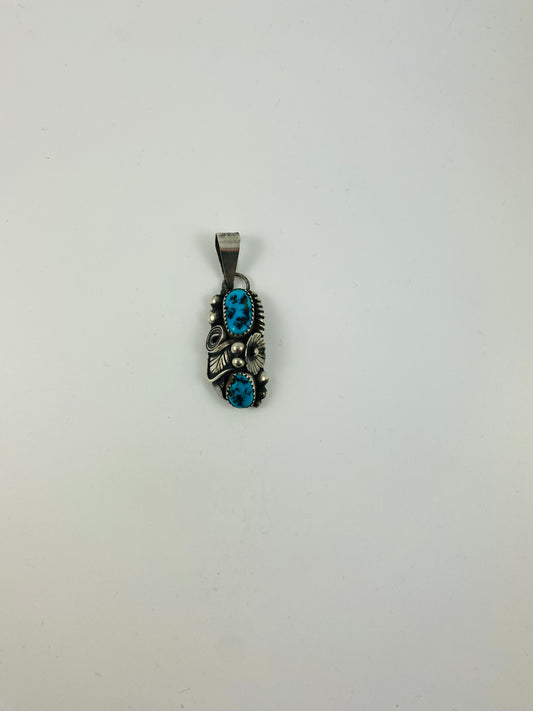 Sterling Silver Turquoise Pendant Stamped “C”