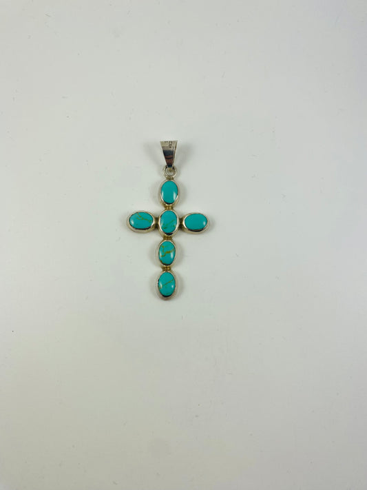 Sterling Silver Turquoise Cross Pendant (Stamped Mexico)