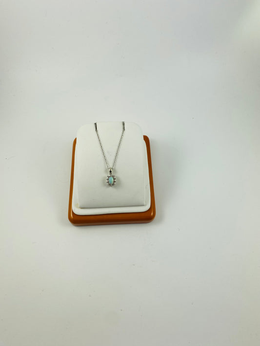 Opal and Diamond 16” Necklace in White Gold