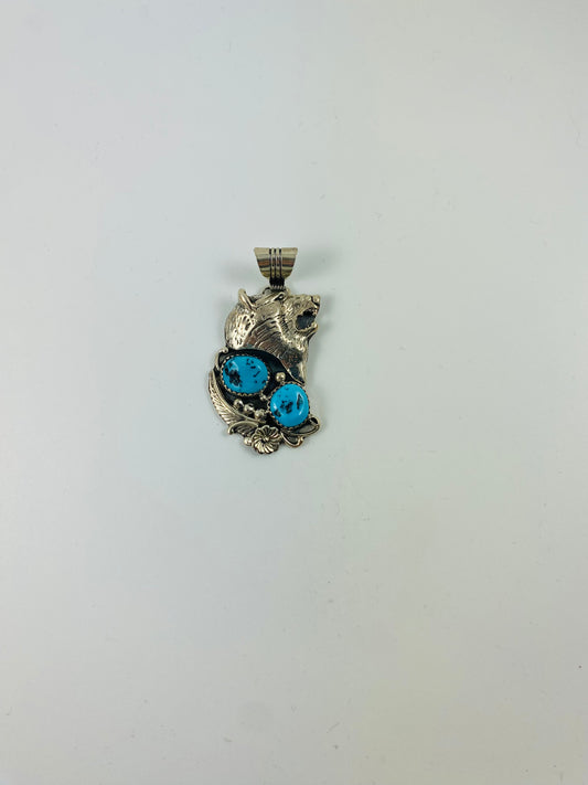 Sterling Silver Turquoise Bear Pendant