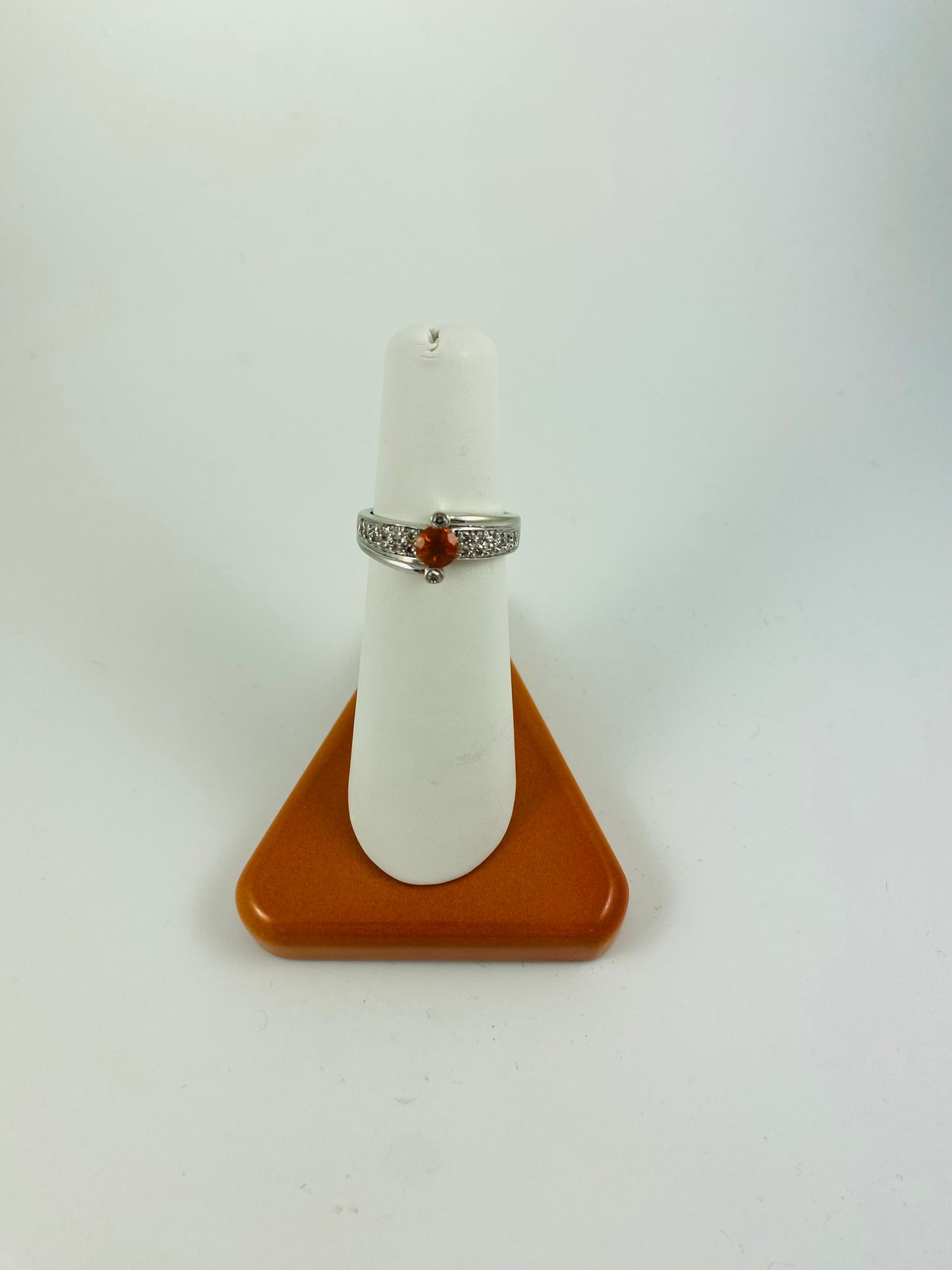 14k White Gold Mexican Fire Opal Ring