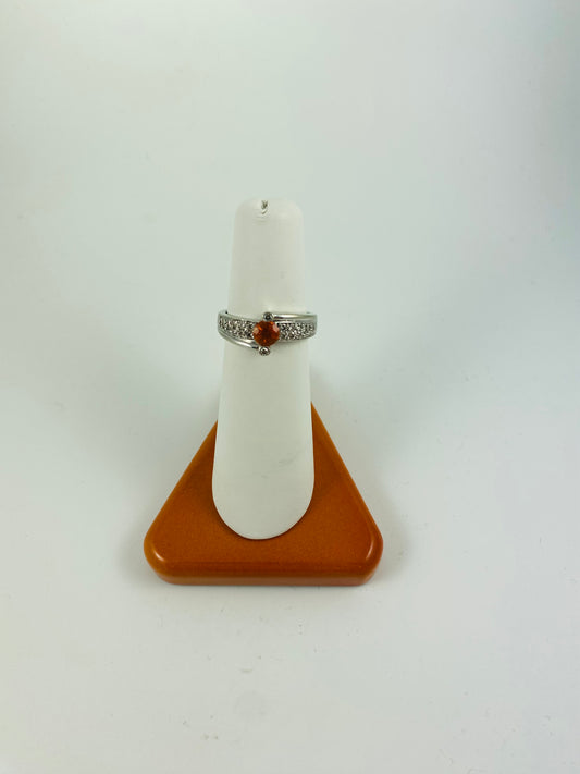 14k White Gold Mexican Fire Opal Ring