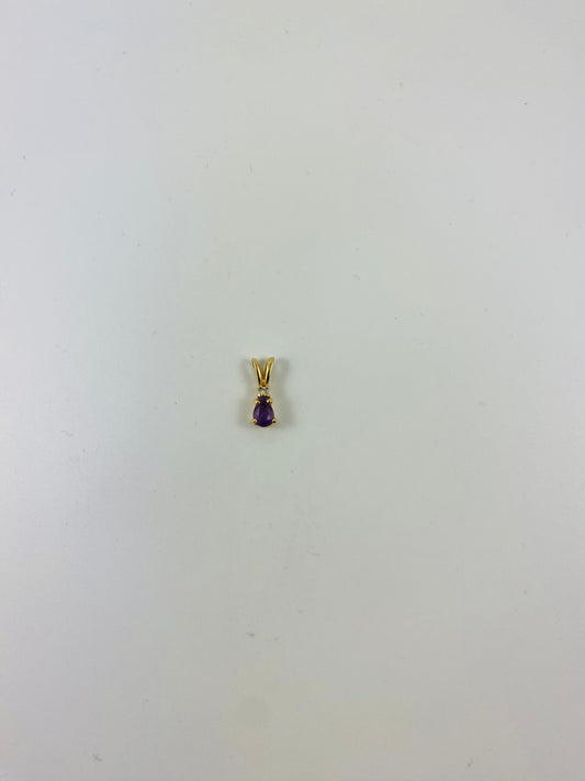 Amethyst and Diamond Pendant in Yellow Gold