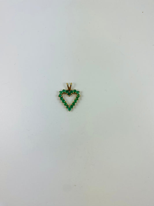 Emerald Heart Pendant in 14k Yellow Gold